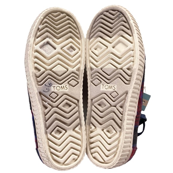 NEW Toms Shoes Womens Size 6 Cordones Indio Sneakers Navy + Red Crosshatch Plaid - Picture 6 of 14